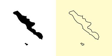 Bengkulu haritası, Endonezya, Asya. Doldurulmuş ve çizilmiş harita tasarımları. Vektör illüstrasyonu