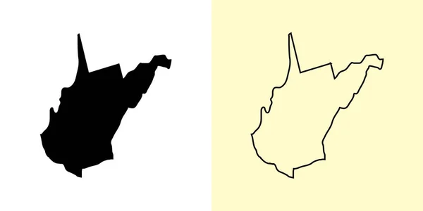 Batı Virginia Haritası Abd Abd Amerika Doldurulmuş Çizilmiş Harita Tasarımları — Stok Vektör