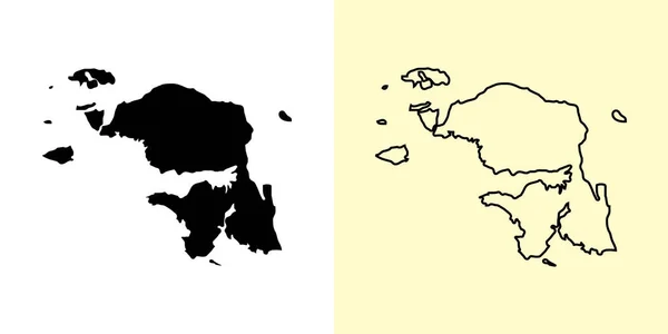 Westpapua Karte Indonesien Asien Ausgefüllte Und Umrissene Kartenentwürfe Vektorillustration — Stockvektor