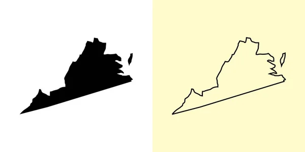 Carte Virginie États Unis Amériques Rempli Esquisser Des Dessins Carte — Image vectorielle
