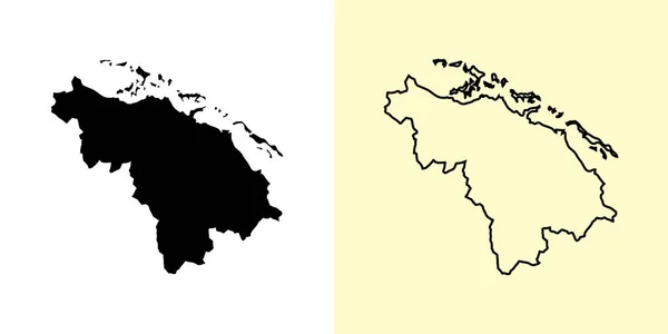 Villa Clara Map Cuba Americas 填好并勾勒出地图的设计 矢量说明 — 图库矢量图片