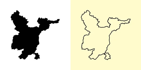 维尔纽斯地图 立陶宛 填好并勾勒出地图的设计 矢量说明 — 图库矢量图片