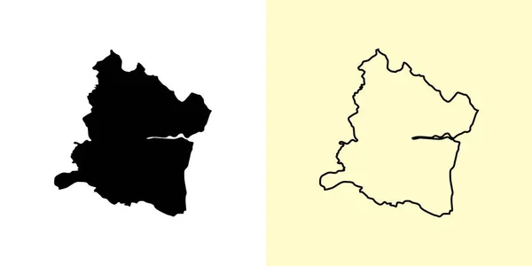 瓦尔纳地图保加利亚欧洲填好并勾勒出地图的设计 矢量说明 — 图库矢量图片