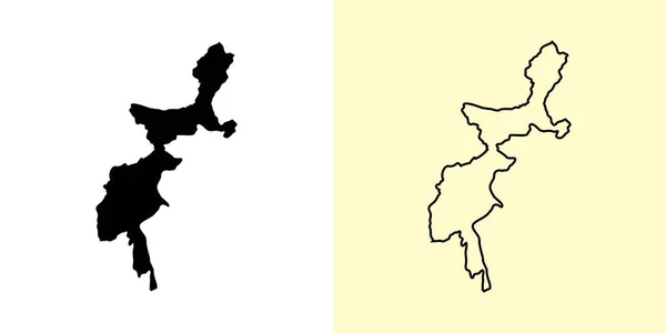 部落地区图 巴基斯坦 填好并勾勒出地图的设计 矢量说明 — 图库矢量图片