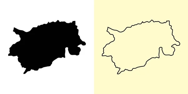 Χάρτης Τρασίγκανγκ Μπουτάν Ασία Γεμάτο Και Περίγραμμα Σχέδια Χάρτη Εικονογράφηση — Διανυσματικό Αρχείο
