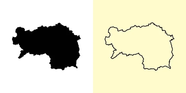 Steiermark Karta Österrike Europa Fyllda Och Skissera Kartor Vektorillustration — Stock vektor