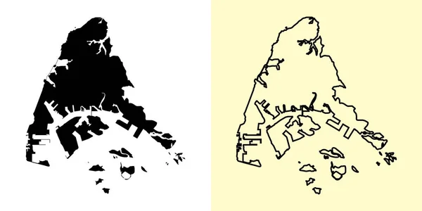 Карта Юго Запада Сингапур Азия Заполненные Очерченные Схемы Карт Векторная — стоковый вектор