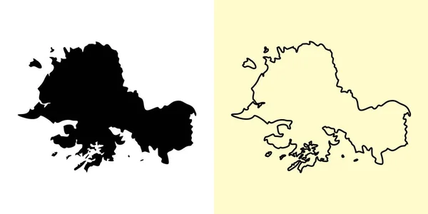 南黄海地图 北朝鲜 填好并勾勒出地图的设计 矢量说明 — 图库矢量图片