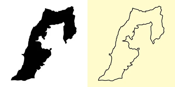 Jižní Mapa Libanon Asie Vyplněné Obrysové Návrhy Map Vektorová Ilustrace — Stockový vektor