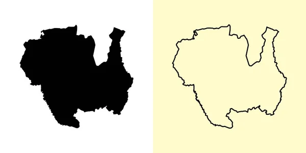 Sipaliwini地图 苏里南 填好并勾勒出地图的设计 矢量说明 — 图库矢量图片