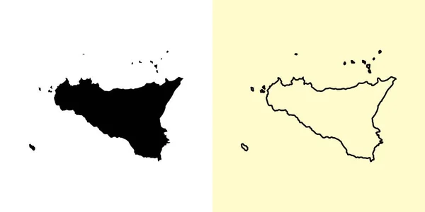 西西里地图 意大利 填好并勾勒出地图的设计 矢量说明 — 图库矢量图片