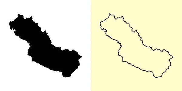 Carte Shaki Zaqatala Azerbaïdjan Asie Rempli Esquisser Des Dessins Carte — Image vectorielle