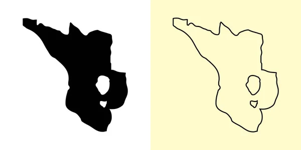Selangor地图 马来西亚 填好并勾勒出地图的设计 矢量说明 — 图库矢量图片