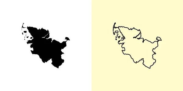 Карта Шлезвиг Гольштейна Германия Европа Заполненные Очерченные Схемы Карт Векторная — стоковый вектор