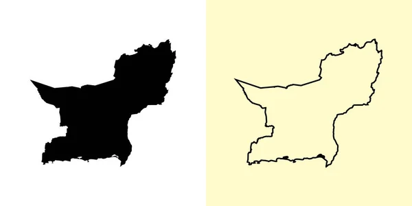 俾路支省地图 巴基斯坦 填好并勾勒出地图的设计 矢量说明 — 图库矢量图片