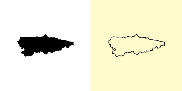 Mappa Delle Asturie Spagna Europa Pieno Disegni Mappe Contorno Illustrazione — Vettoriale Stock