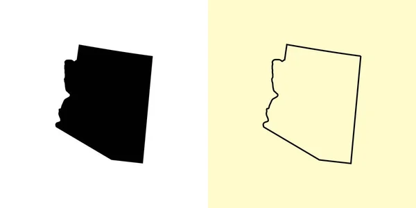 Arizona Karta Usa Amerika Fyllda Och Skissera Kartor Vektorillustration — Stock vektor