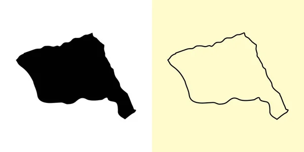 安道尔拉维加地图 安道尔 填好并勾勒出地图的设计 矢量说明 — 图库矢量图片