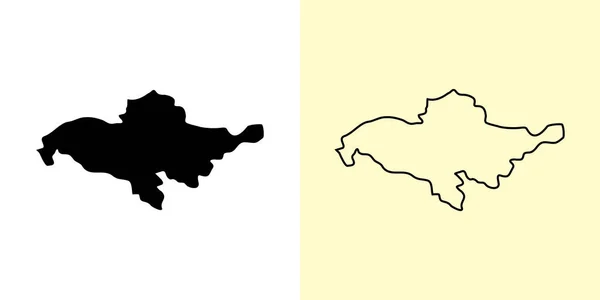 Andijon Viloyati地图 乌兹别克斯坦 填好并勾勒出地图的设计 矢量说明 — 图库矢量图片