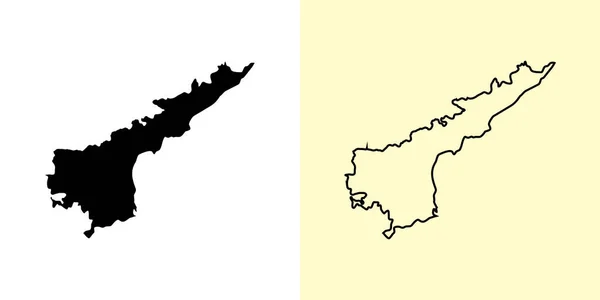 Mappa Andhra Pradesh India Asia Pieno Disegni Mappe Contorno Illustrazione — Vettoriale Stock