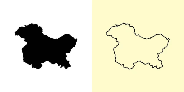 Mapa Jammu Caxemira Índia Ásia Desenhos Mapas Preenchidos Esboçados Ilustração —  Vetores de Stock