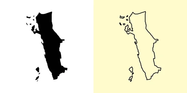 Hudaydah Map Yemen Asia Filled Outline Map Designs Vector Illustration — Stock Vector