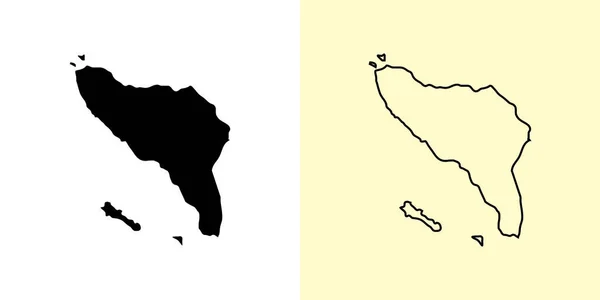 亚齐地图 印度尼西亚 填好并勾勒出地图的设计 矢量说明 — 图库矢量图片