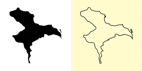 Χάρτης Absheron Αζερμπαϊτζάν Ασία Γεμάτο Και Περίγραμμα Σχέδια Χάρτη Εικονογράφηση — Διανυσματικό Αρχείο