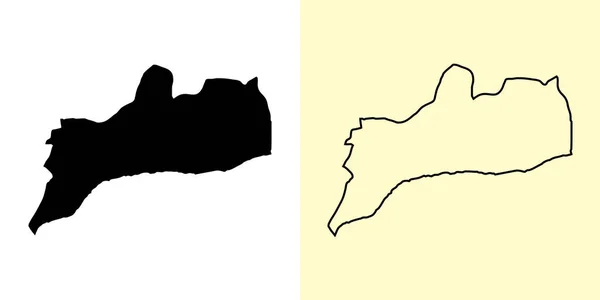 Abyan Map Υεμένη Ασία Γεμάτο Και Περίγραμμα Σχέδια Χάρτη Εικονογράφηση — Διανυσματικό Αρχείο