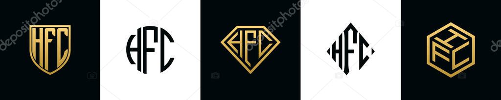 Initial letters HFC logo designs Bundle. This collection incorporated ...