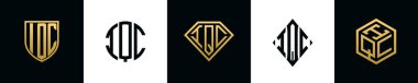 İlk harfler IQC logosu Bundle dizayn eder. Bu koleksiyon kalkan, yuvarlak, elmas, dikdörtgen ve altıgen stil logoyla birleştirilmiştir. Vektör şablonu