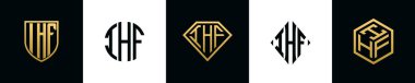 İlk harfler IHF logosu Bundle dizayn eder. Bu koleksiyon kalkan, yuvarlak, elmas, dikdörtgen ve altıgen stil logoyla birleştirilmiştir. Vektör şablonu
