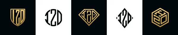 Początkowe Litery Logo Izo Projektuje Pakiet Kolekcja Zawiera Tarczę Okrągłe — Wektor stockowy
