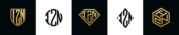 Letras Iniciais Izn Logo Designs Bundle Esta Coleção Incorporada Com — Vetor de Stock