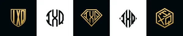 Początkowe Litery Logo Ixq Projektuje Pakiet Kolekcja Zawiera Tarczę Okrągłe — Wektor stockowy