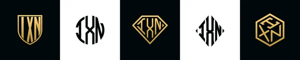 Anfangsbuchstaben Ixn Logo Designs Bundle Diese Kollektion Mit Schild Rund — Stockvektor