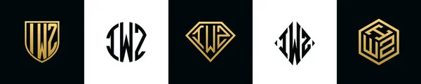 Anfangsbuchstaben Iwz Logo Designs Bundle Diese Kollektion Mit Schild Rund — Stockvektor