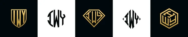 Iwy 디자인 다이아몬드 직사각형 육각형 로고로 통합되는 템플릿 — 스톡 벡터