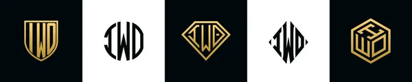 Letras Iniciais Iwo Logo Designs Bundle Esta Coleção Incorporada Com — Vetor de Stock