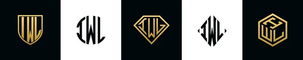 Iwl 디자인 다이아몬드 직사각형 육각형 로고로 통합되는 템플릿 — 스톡 벡터
