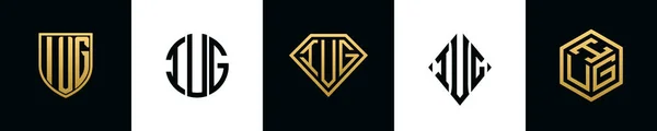 Początkowe Litery Logo Iug Projektuje Pakiet Kolekcja Zawiera Tarczę Okrągłe — Wektor stockowy