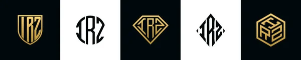 Początkowe Litery Logo Irz Projektuje Pakiet Kolekcja Zawiera Tarczę Okrągłe — Wektor stockowy
