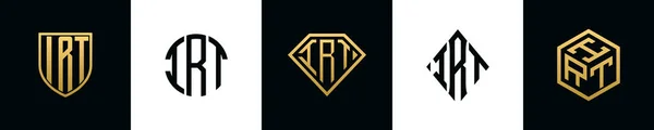 Początkowe Litery Logo Irt Projektuje Pakiet Kolekcja Zawiera Tarczę Okrągłe — Wektor stockowy