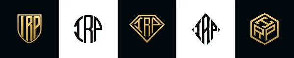 Początkowe Litery Logo Irp Projektuje Pakiet Kolekcja Zawiera Tarczę Okrągłe — Wektor stockowy