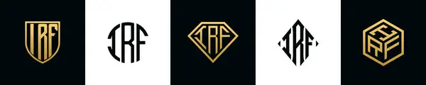 Początkowe Litery Logo Irf Projektuje Pakiet Kolekcja Zawiera Tarczę Okrągłe — Wektor stockowy