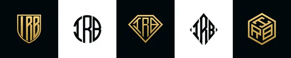 Początkowe Litery Logo Irb Projektuje Pakiet Kolekcja Zawiera Tarczę Okrągłe — Wektor stockowy
