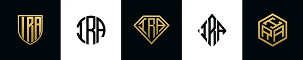 Початкові Літери Логотипу Ira Bundle Колекція Включає Себе Щит Круглий — стоковий вектор