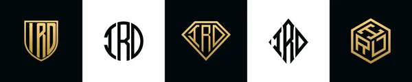 Początkowe Litery Logo Ird Projektuje Pakiet Kolekcja Zawiera Tarczę Okrągłe — Wektor stockowy