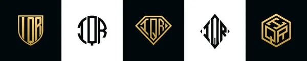 Początkowe Litery Logo Iqr Projektuje Pakiet Kolekcja Zawiera Tarczę Okrągłe — Wektor stockowy