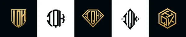 Letras Iniciais Iqk Logo Designs Bundle Esta Coleção Incorporada Com — Vetor de Stock